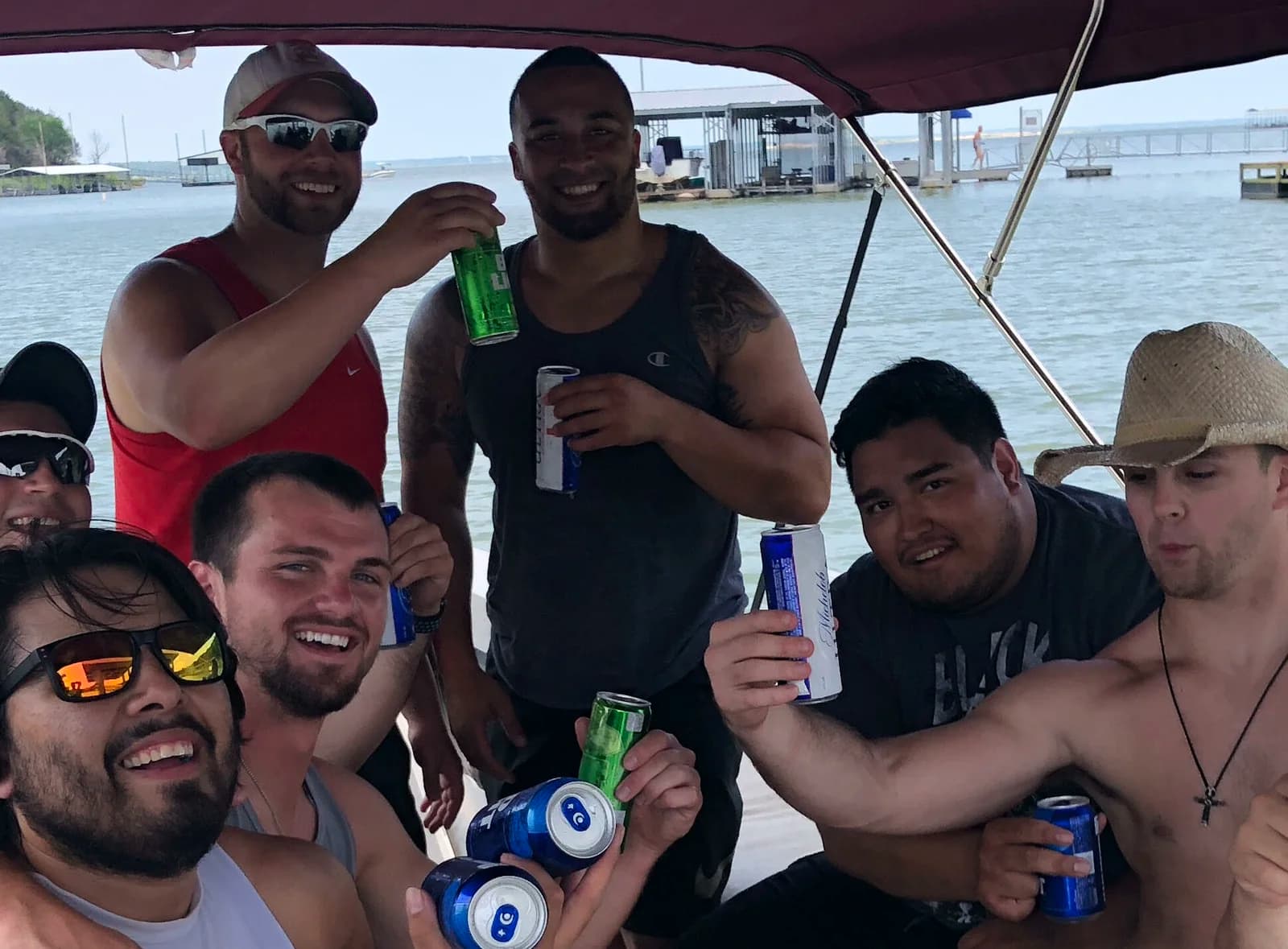 A group celebrating aboard Texoma Water Taxi