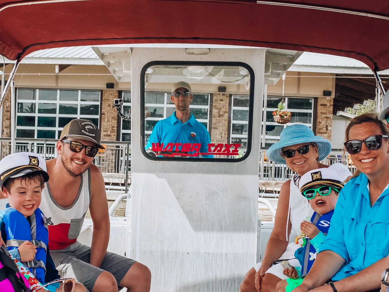 A family enjoying a private Texoma Water Taxi ride